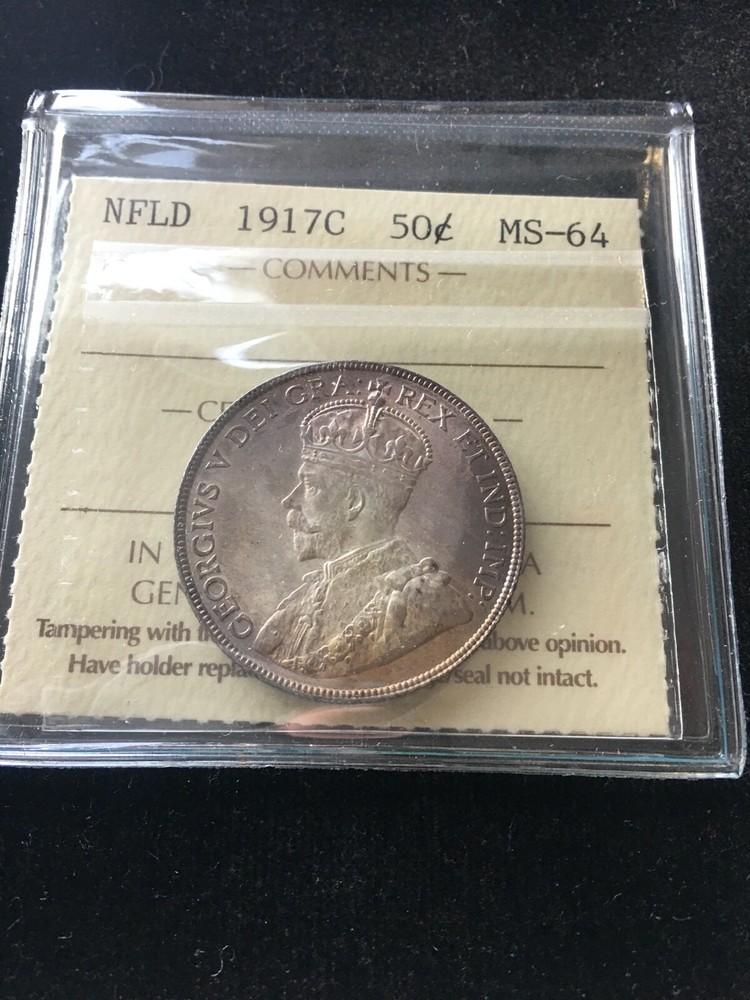 1917c  ICCS Graded, Newfoundland ¢50 Cent, **MS-64**