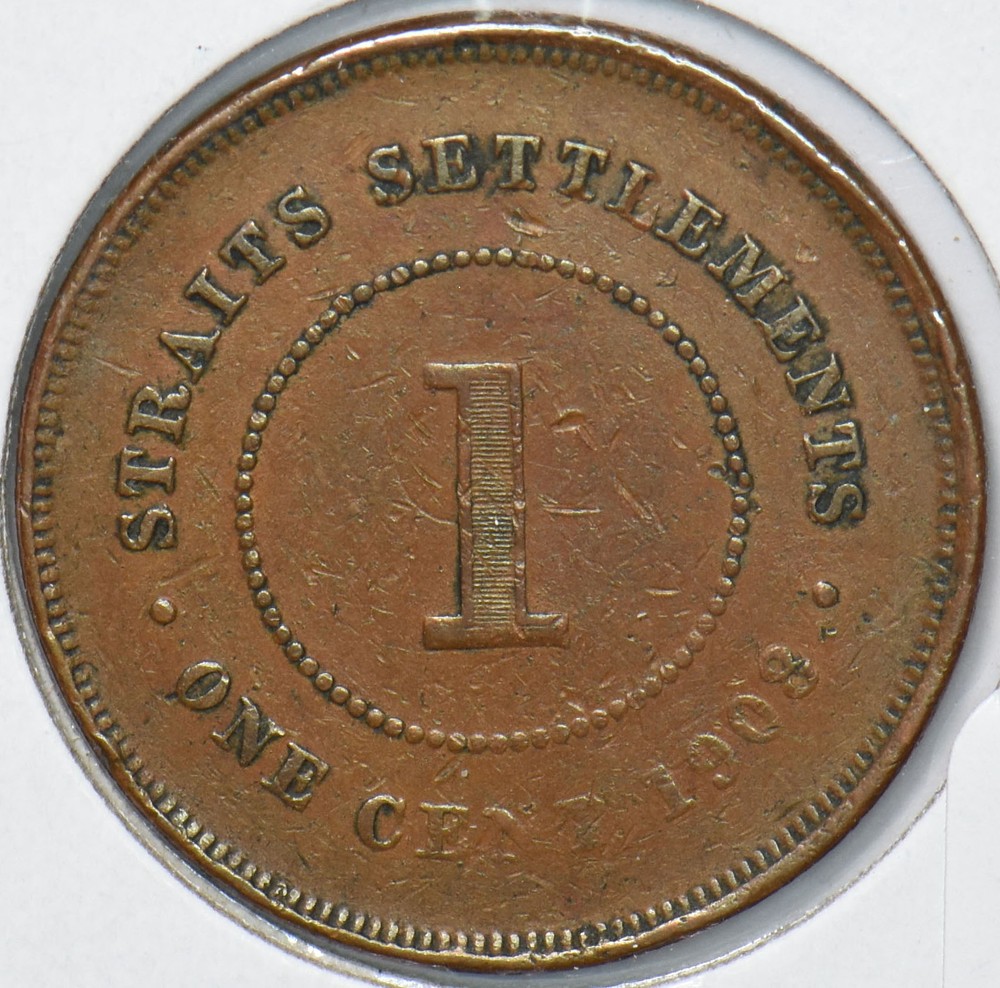 Straits Settlements 1908 Cent 291069 combine shipping