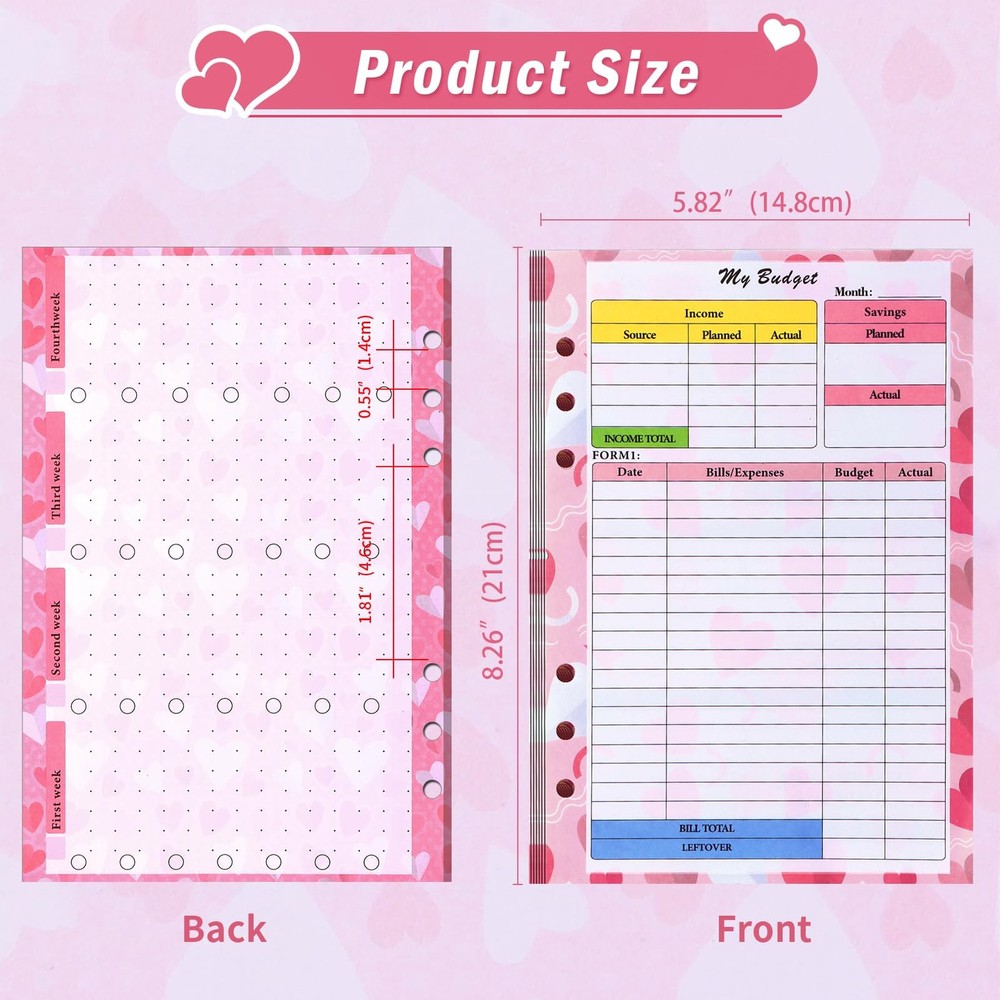 Toplive 7 Pack A5 Planner Inserts Monthly Weekly Refills 7 Pack, Pink