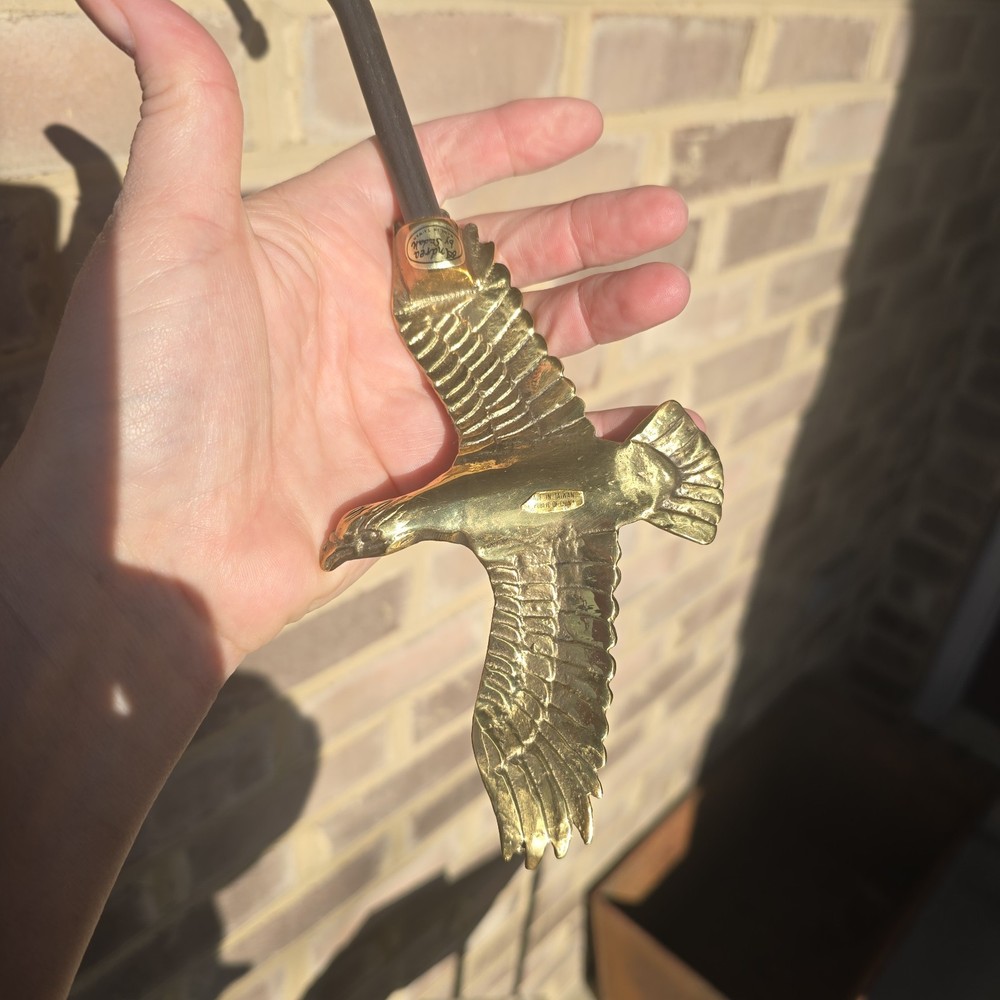 Vintage Solid Brass Eagle Damper Fireplace Hook Andrea Sadek NOS