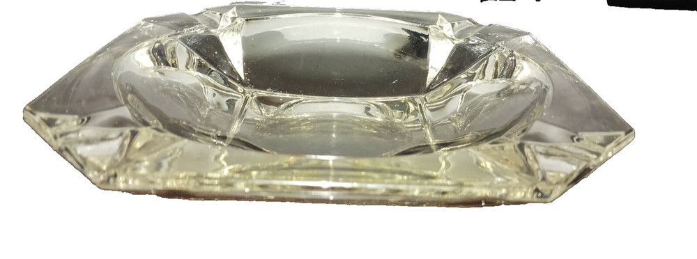 Cigarette Ashtray Square Clear Glass  Huge