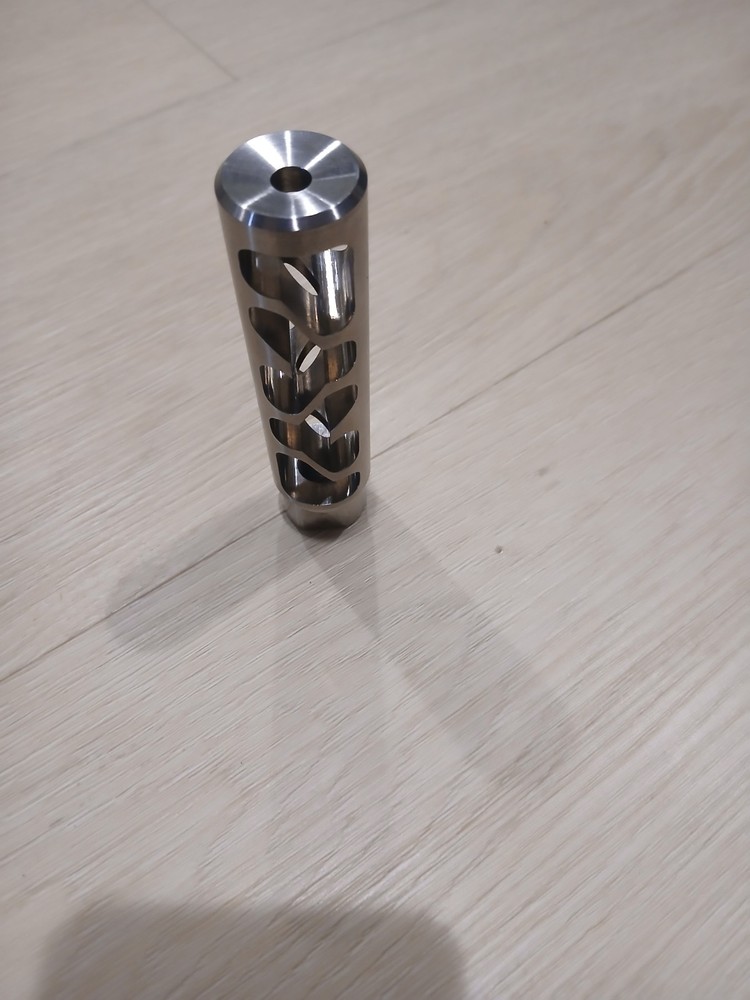 Stainless Steel Brake Handle Decorative Muzzle 1/2-28 Thread .255 Thru Hole.