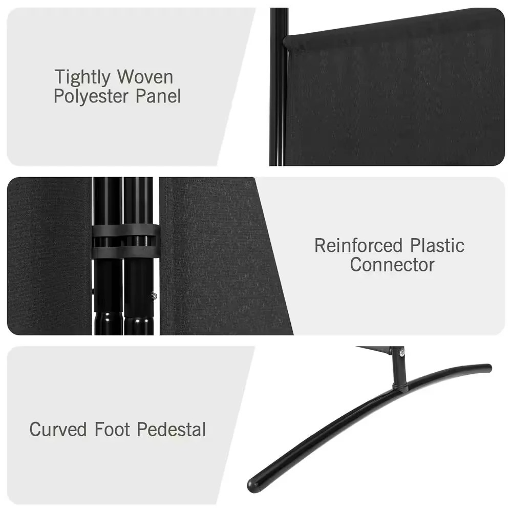 6ft Black 3 Panel Room Divider Folding Privacy Screen Partition