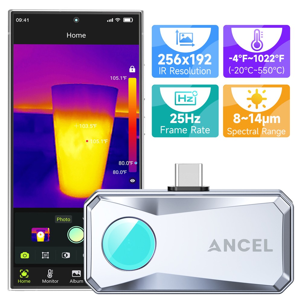 ANCEL IR101 Thermal Camera for Android (USB Type-C) 256x192 IR High Resolution