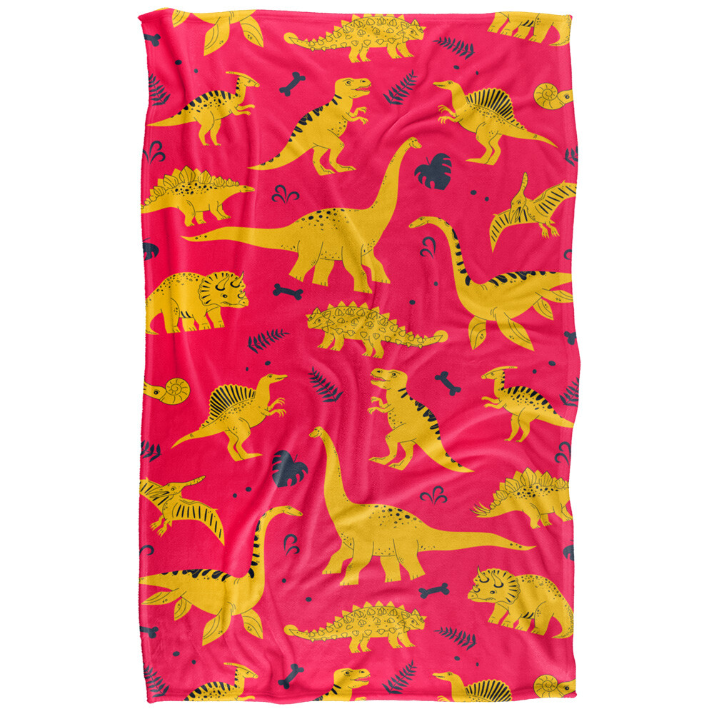 Hand Drawn Dino Pattern Silky Touch Super Soft Throw Blanket
