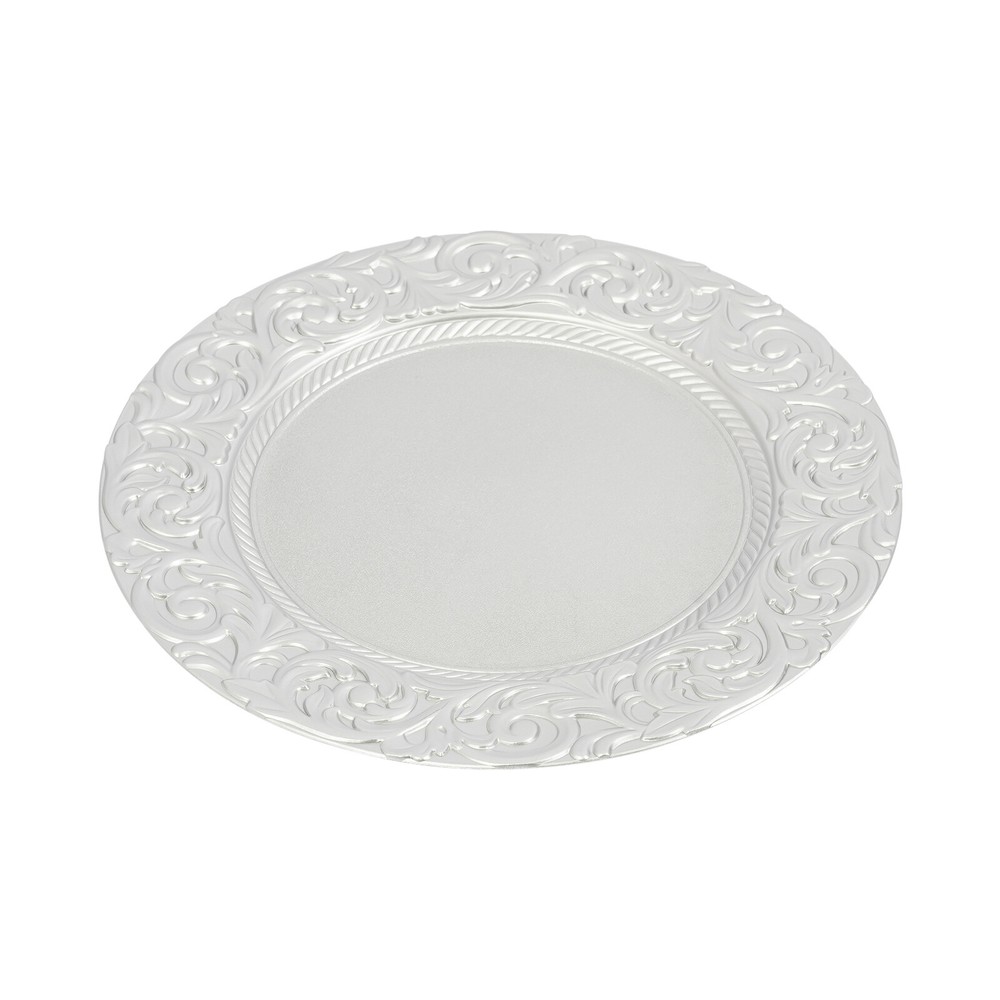150pcs Plates Set, Silver Round Plates with Patterns, Reusable, for Restaurant