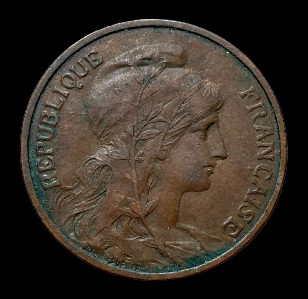 France Coin 5 Centimes 1905 Rare Key Date Bronze