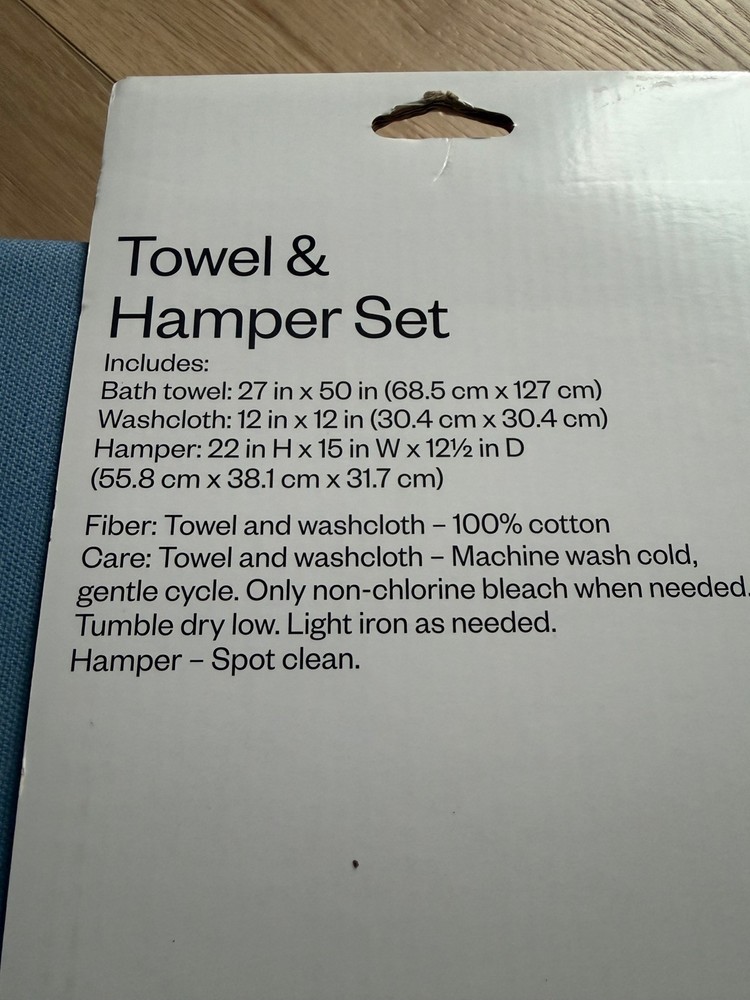 room essentials Towel & Hamper Set 3pc Blue