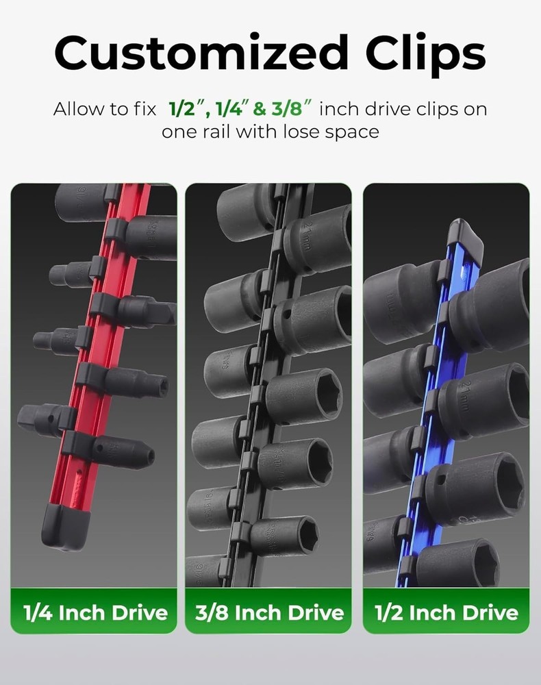 Strong Aluminum Socket Storage Solution - 3-Piece Set for Organized Workshops