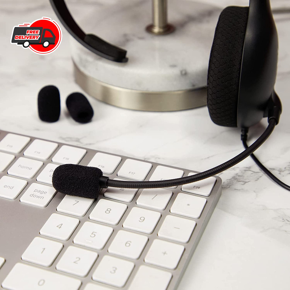 24 Pack Mini Foam Windscreen for Headset Microphone Black