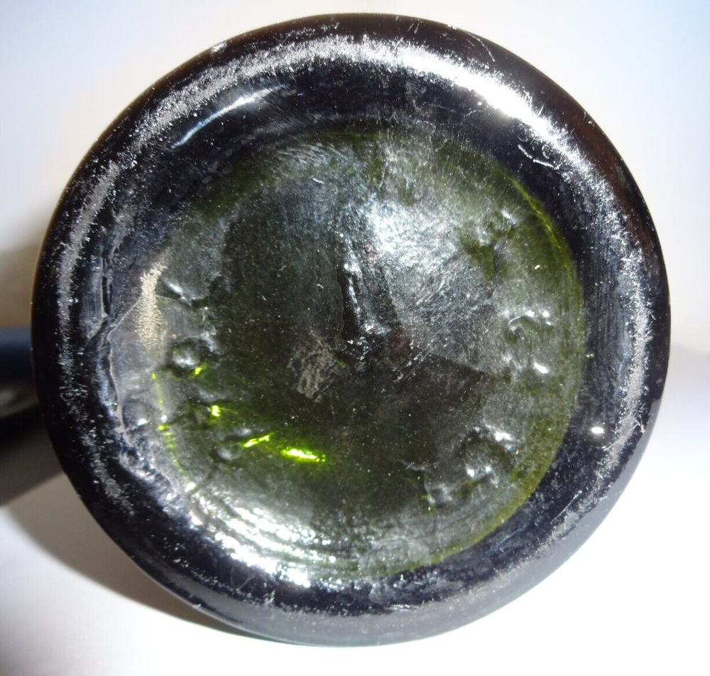 Embossed Vintage Green Glass Bottle Hyde's Manchester