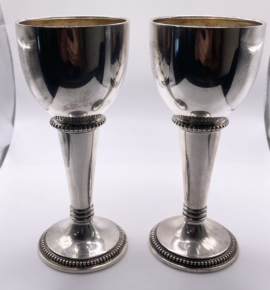 Pair of German 800 Silver Art Deco Goblets