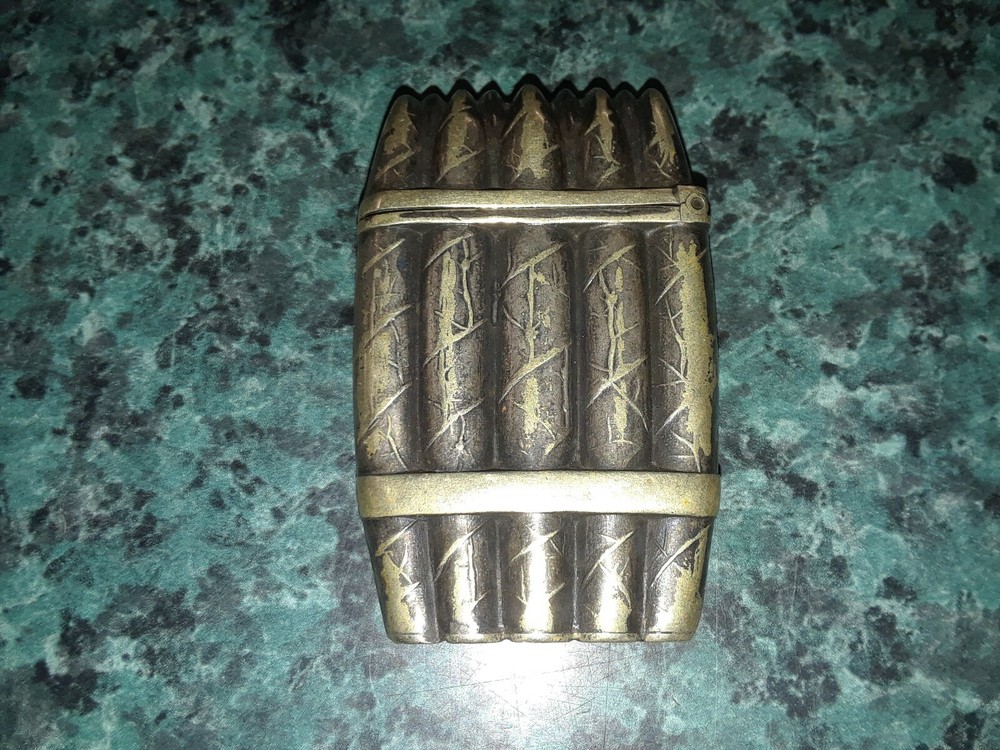 1900'S STERLING SIVER FIGURAL CIGAR MATCHSAFE VESTA