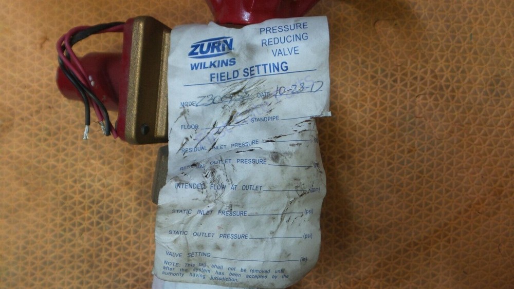 Zurn Wilkins Z3004SS 2.5" Pressure Reducing Fire Sprinkler Control Valve 2-1/2