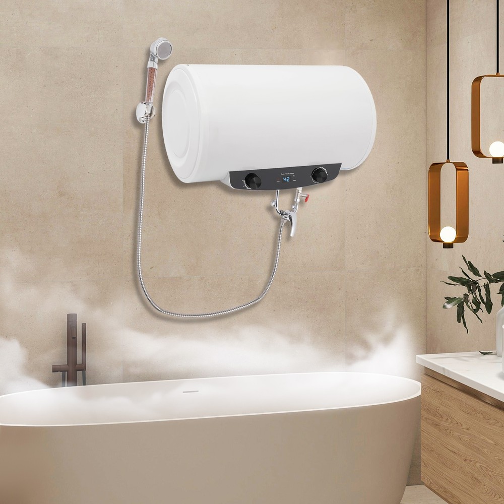 35L/9.25gal Wall-mounted Electric Tank Hot Water Heater with Hand Shower 1500W