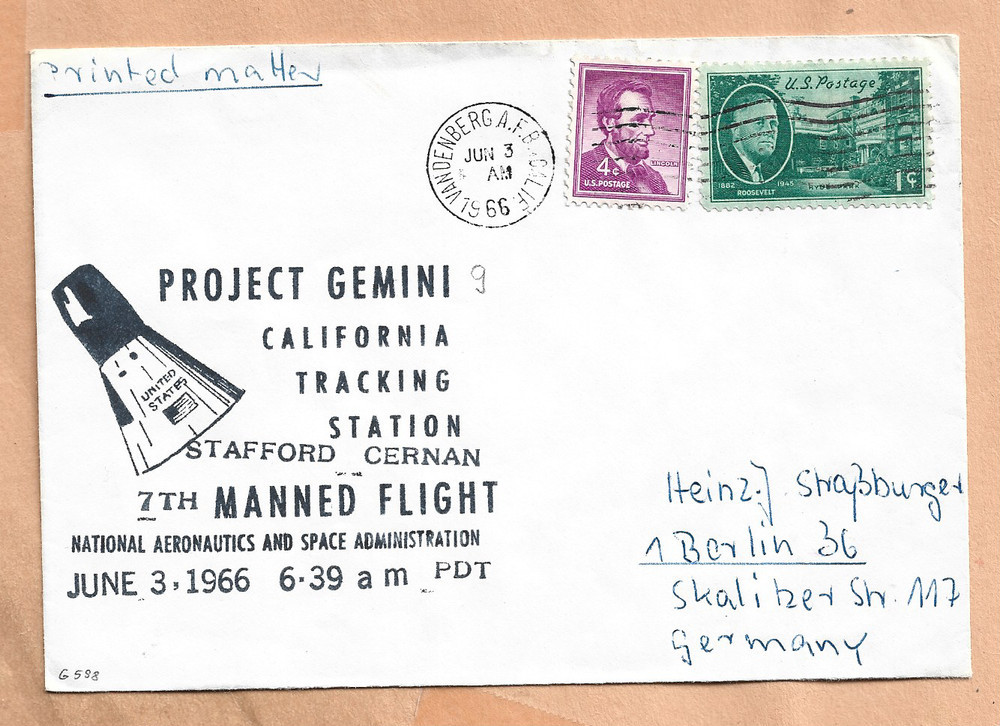 GEMINI 9 STAFFORD / CERNAN LAUNCH JUN 3,1966 VAFB TRACKING  SPACE COVER NASA