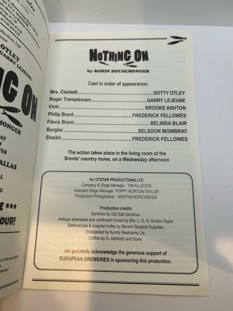 January 1994 NOTHING ON, PROGRAM, GRAND THEATRE