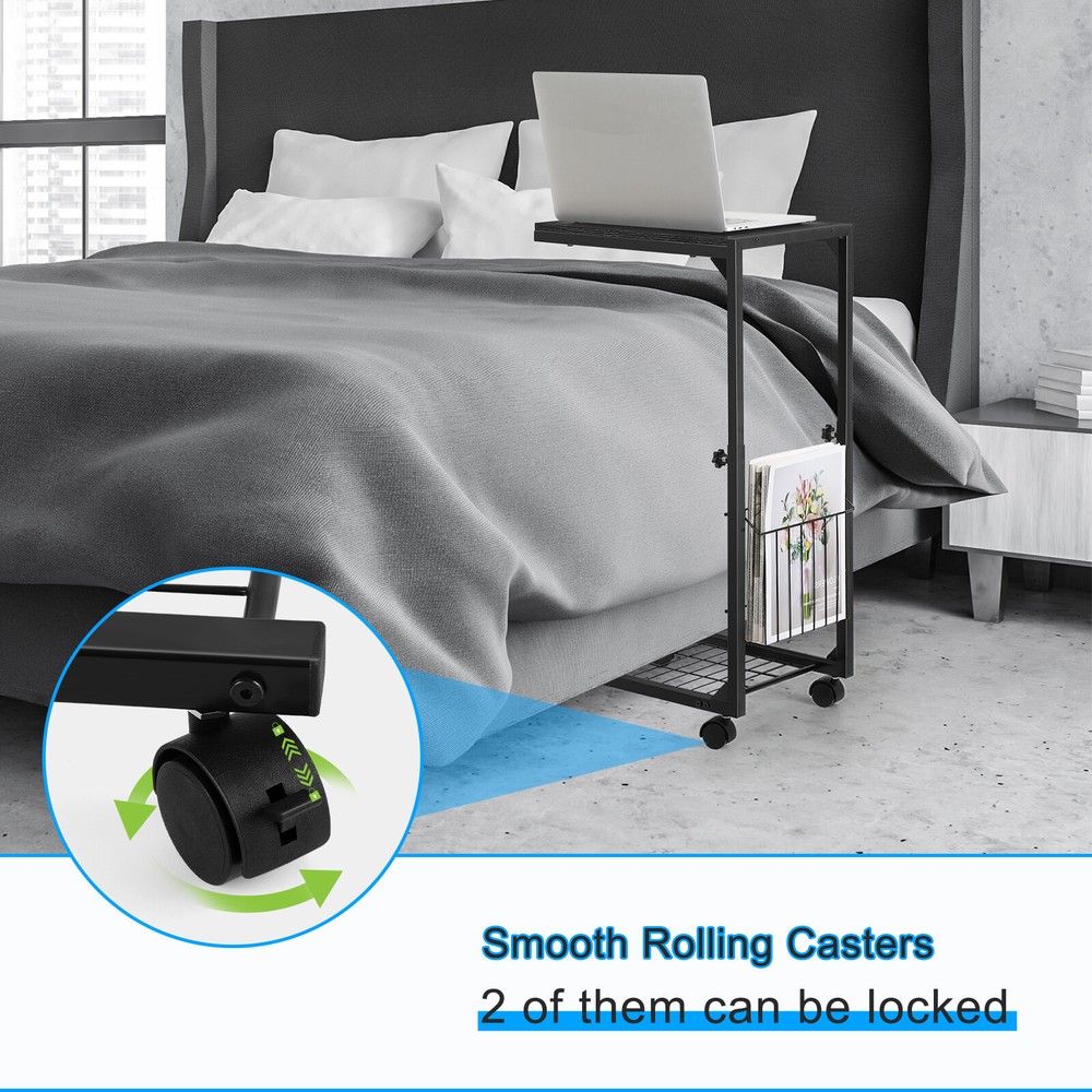 C-Shape Sofa Side Table Laptop Coffee End Table Height Adjustable Snack Table US