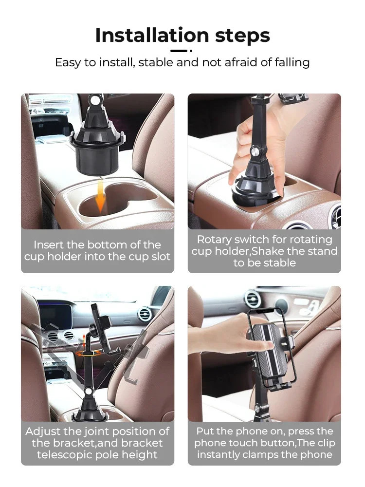 Upgraded Version Adjustable Car Cup Stand Car Holder Mount Cradle For Cell Phone