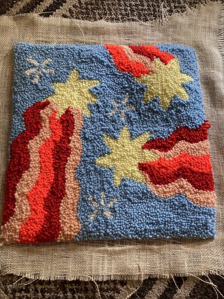 Punch Needle Piece With Starburst Design