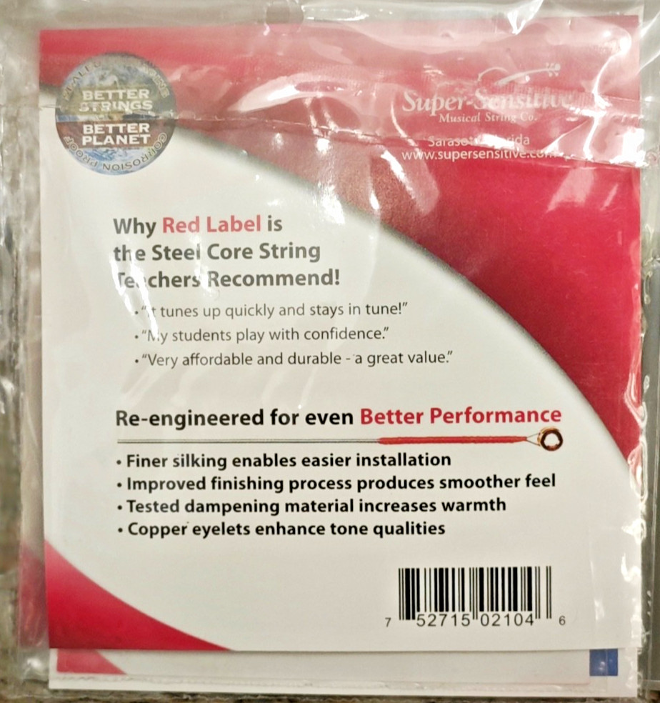 Super Sensitive Red Label Violin String 2104 Full Set - 1/2 Size - Medium