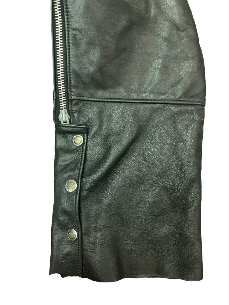 HARLEY DAVIDSON MOTORCYCLE BLACK LEATHER CHAPS & VEST Size Medium