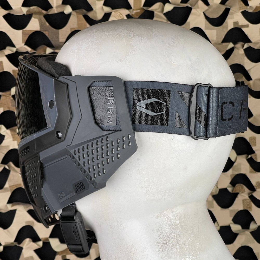 Carbon CRBN Zero Pro Paintball Mask (More Coverage) - Graphite - Silver Mirror