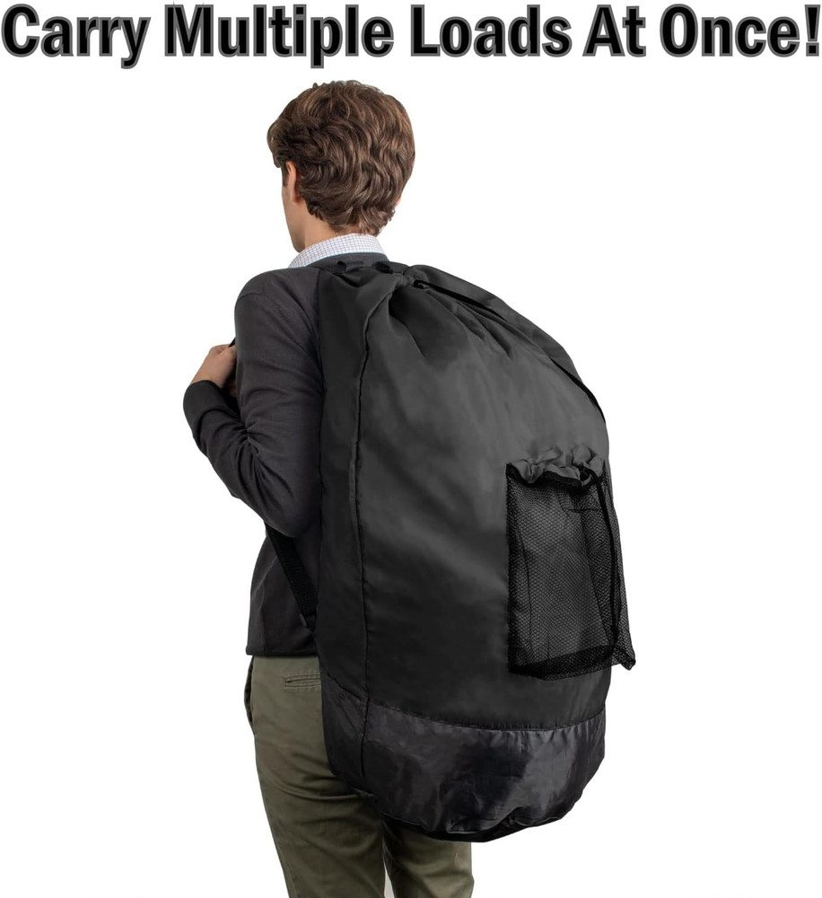 Laundry Bag Backpack with Shoulder Straps and Mesh Pocket Laundry Backpack Large
