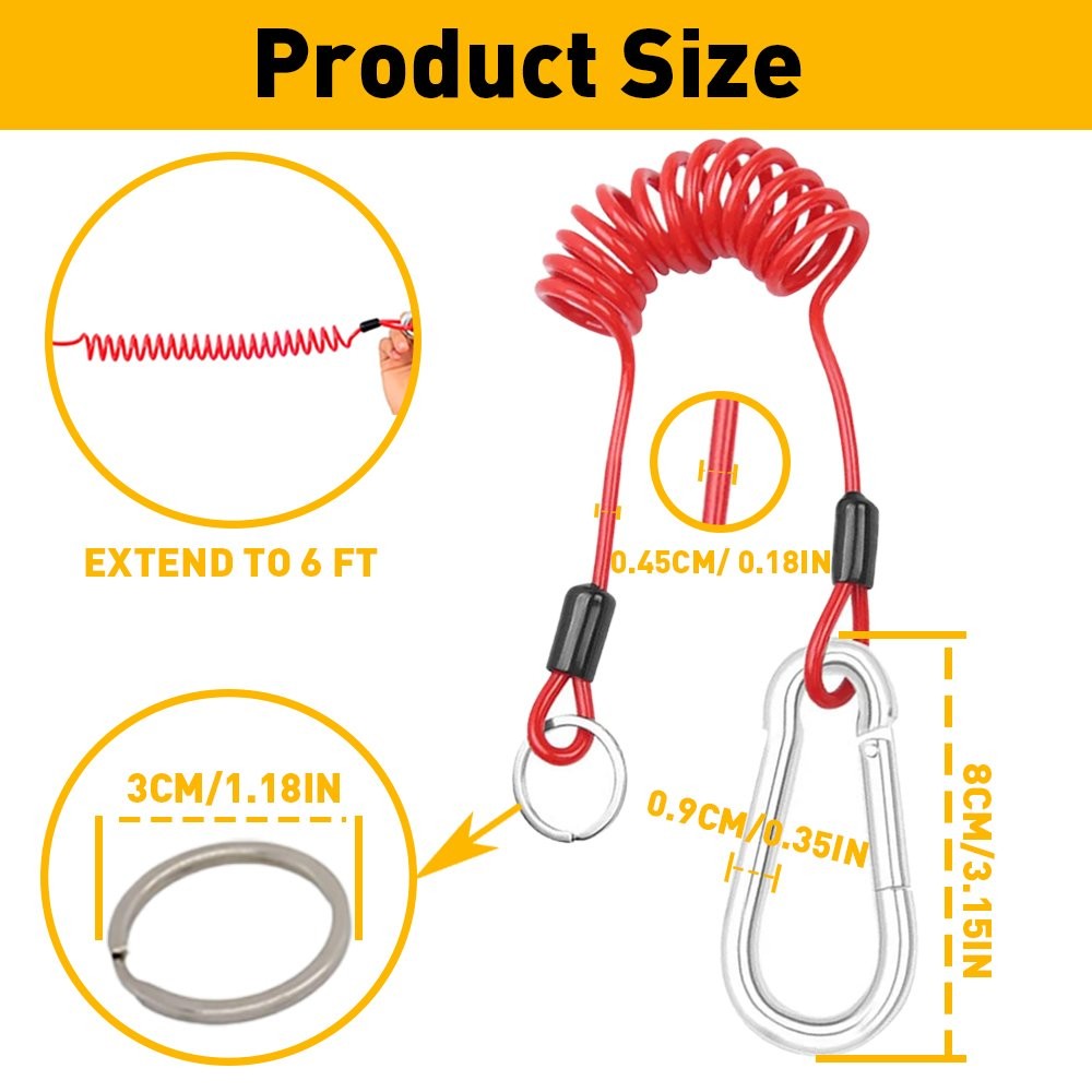 Trailer Breakaway Cable 1Pcs, 6FT Emergency Brake Away, Fit for Trailer RV Boat