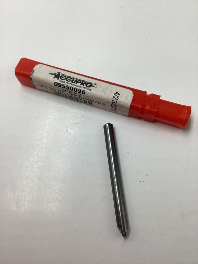 (QTY 2)Accupro 09550096 3/16" Diam 120° 2-Flute Single End Solid Carbide Chamfer
