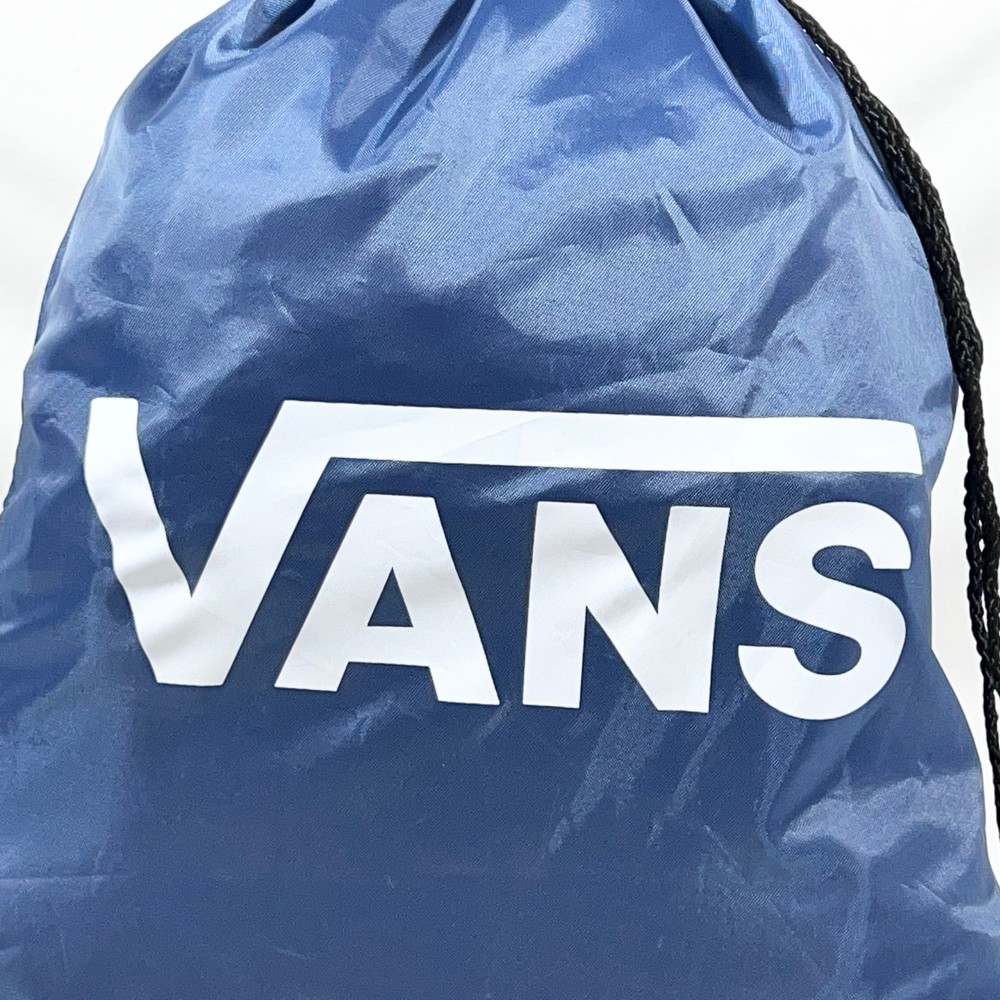 Vans Bench Bag Backpack Blue White Nylon Drawstrings Closure Hiking Daypack New