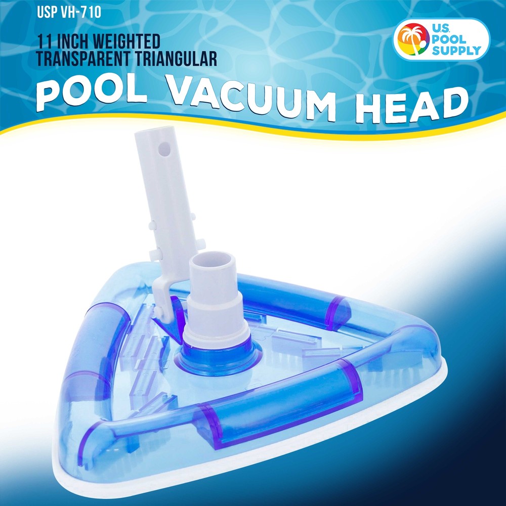 Weighted Transparent Clear Triangular Swimming Pool Vacuum Head, Cleans Debris