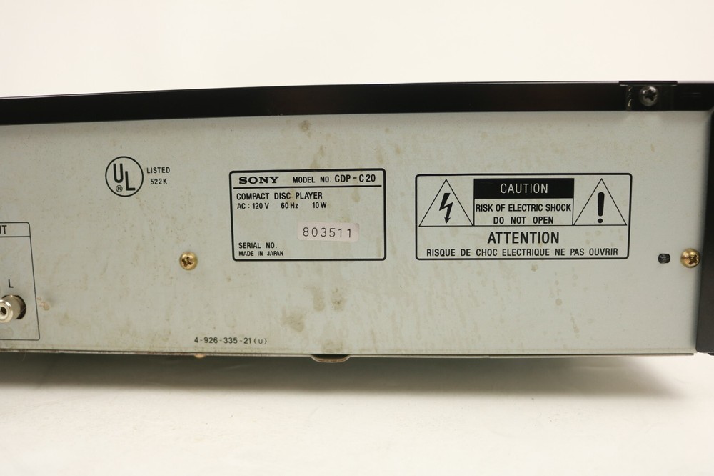 Vintage Sony 5 Disc CD Changer CDP-C20