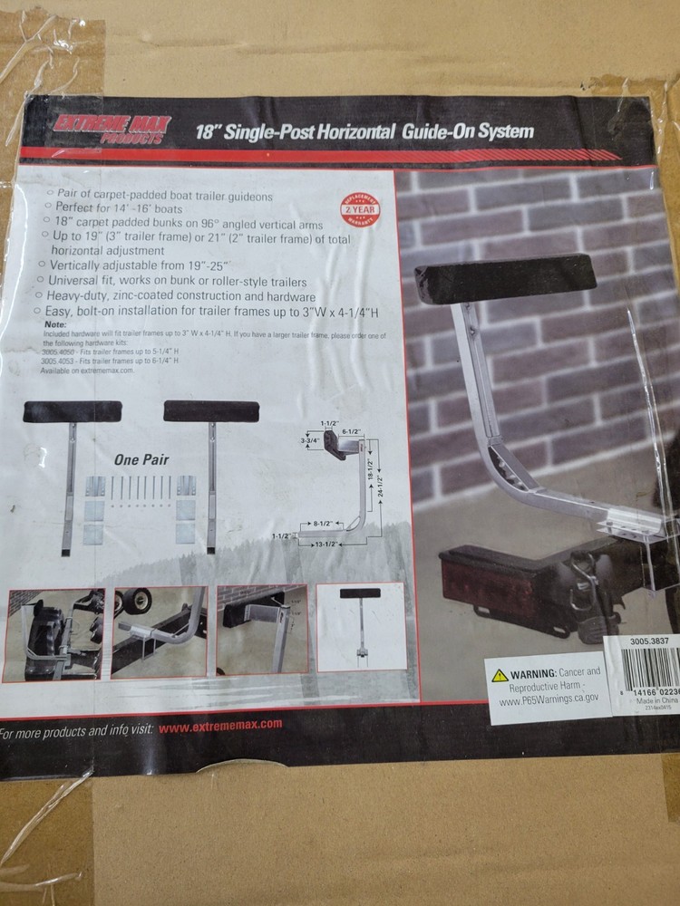 18" SINGLE POST HORIZONTAL GUIDE ON SYSTEM EXTREME MAX