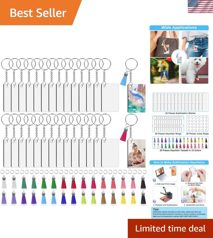 120Pcs Sublimation Keychain Blanks Bulk Set with Rectangle Sublimation Blanks...