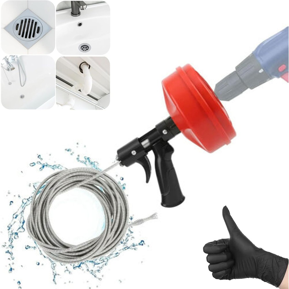 25 FT Drum Auger Manual Or Powered Drain Snake Auto Extend & Retract Snake