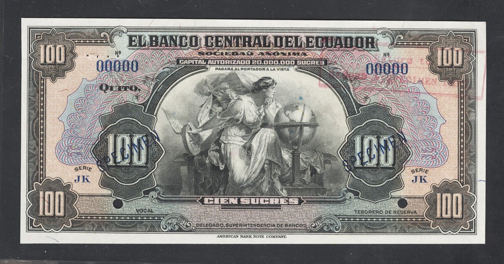 Ecuador Banknote Specimen Catalog 95s