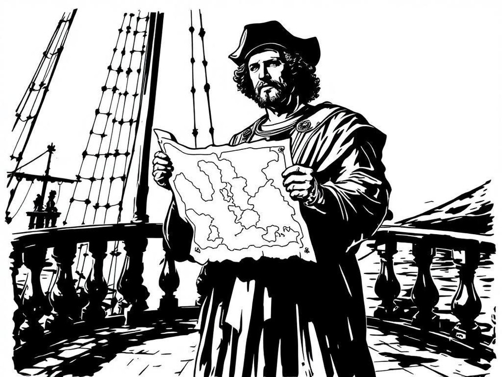 Christopher Columbus Standing on Ship Deck Wall Art Reusable Plastic Stencil …