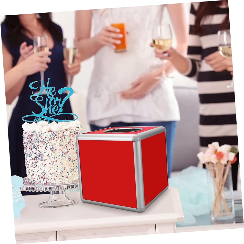 Red Box Raffle Ticket Box Square Storage Box Raffle Ticket Container Raffle B...