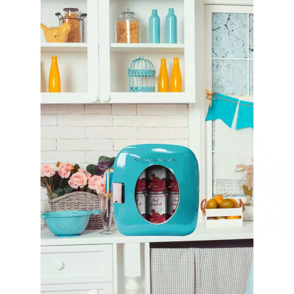 Frigidaire Mini Beverage Cooler Drinks Retro 12 Can Compact Portable Turquoise