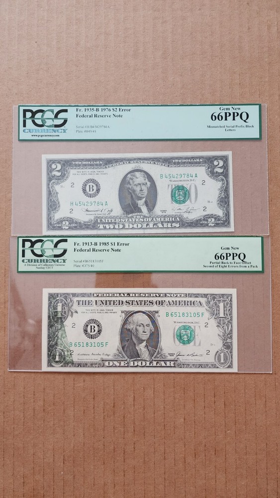 $1-$2-$5-$10-$20-$50-$100 FRN ERROR NOTE PCGS66PPQ