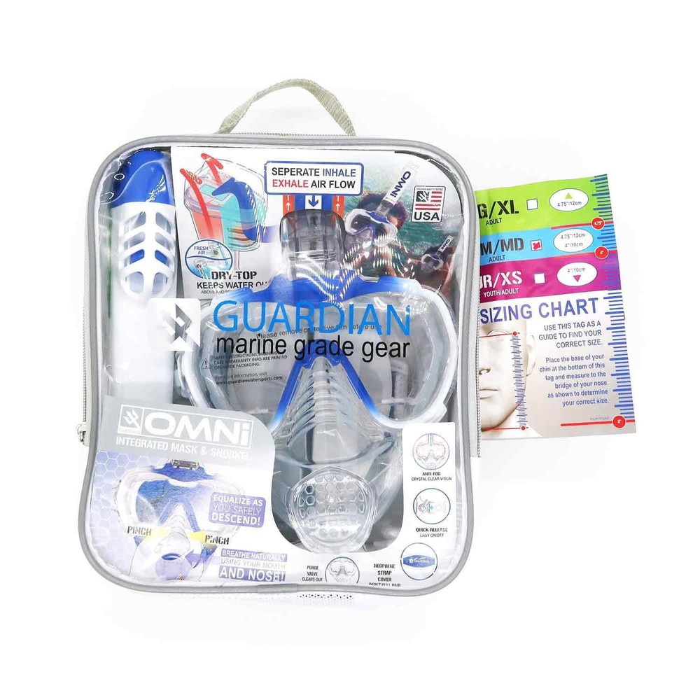 OMNI Integrated Snorkel Combo, White/Blue