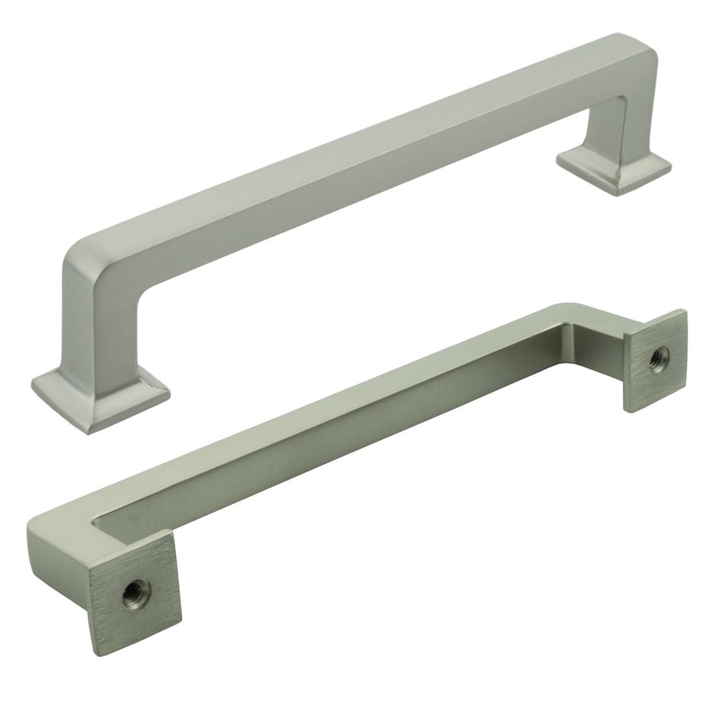 Solid Brushed Nickel Square Cabinet Handles Pulls Knobs Kitchen Bathroom Modern