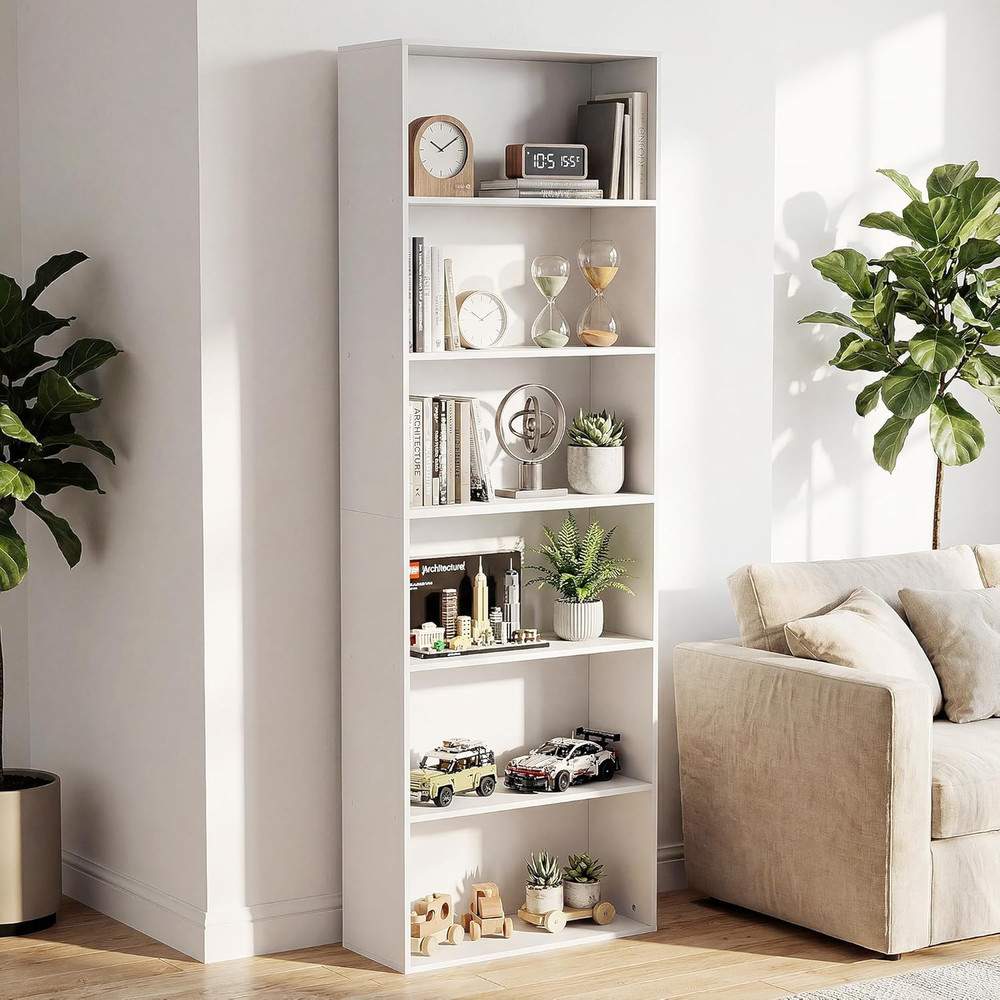 71" Tall 6-Tier Bookshelf, Large Open Display Bookcase with Ample Storage, Floor