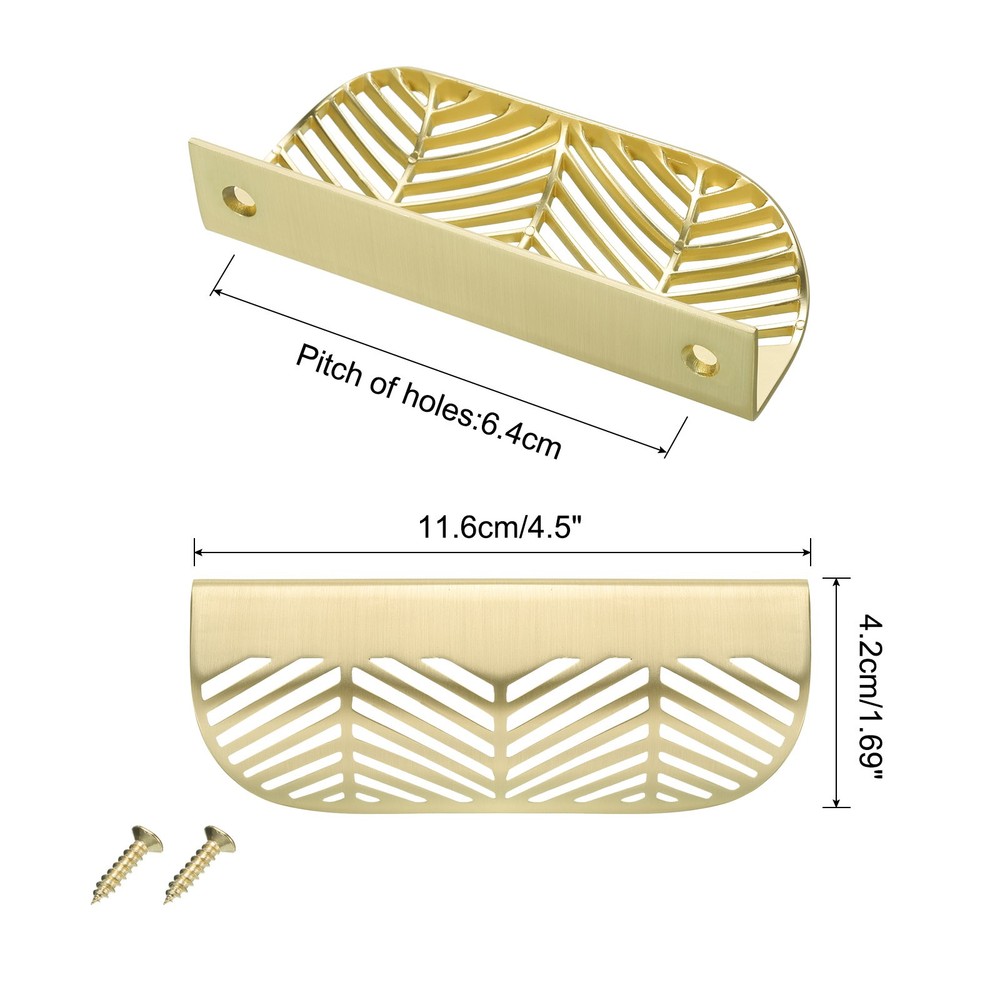 4 Pack Edge Pulls for Cabinets, Hollow Leaf Cabinet Pulls 3.7" Hole Centers