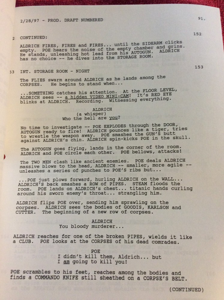 ORIGINAL SCRIPT LEGION PARKER STEVENSON COREY FELDMAN RICK SPRINGFIELD RARE