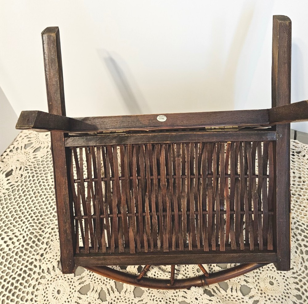Bamboo Folding Magazine Rack. Vtg