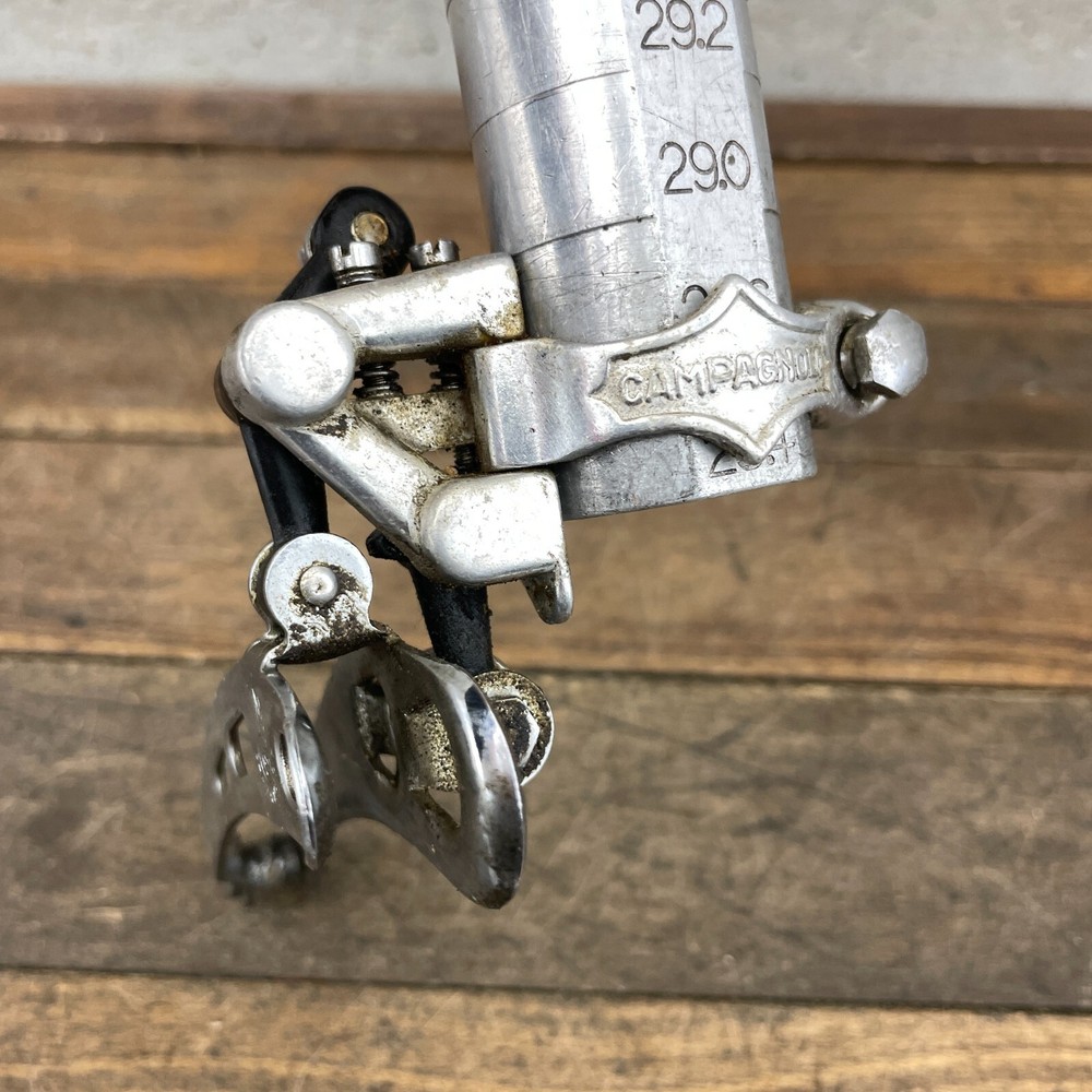 Vintage Campagnolo Super Record Front Derailleur 3 Hole Clamp Bottom Pull Wing