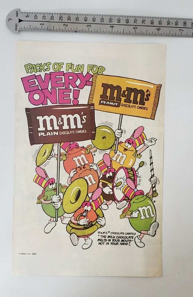 Retro M&Ms Candy RARE Print Advertisement