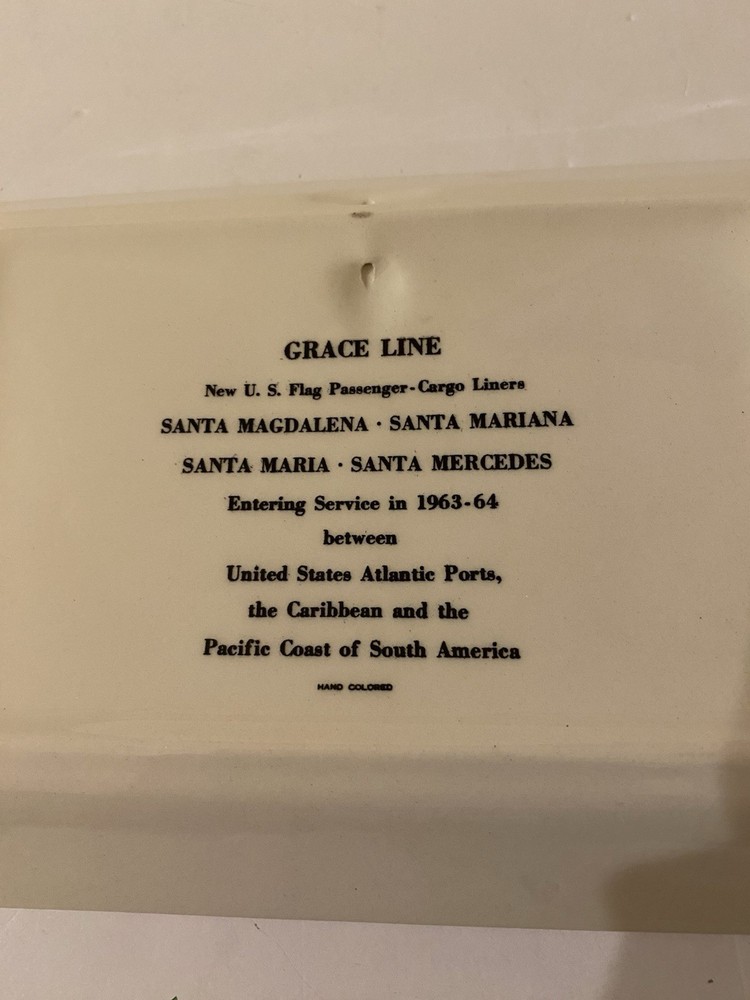 Vintage Grace Line Shipping Rectangular Ceramic Dish South America